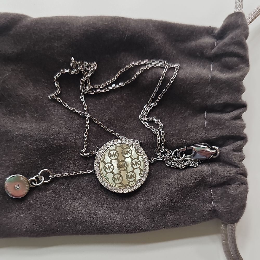 Michael Kors Silver and Gold Logo Necklace